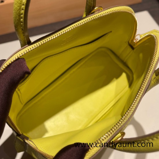 Hermes mini bolide Chevre 9R/Lime Full Handmade 036 Hermes mini bolide Chevre 9R/Lime Full Handmade 036