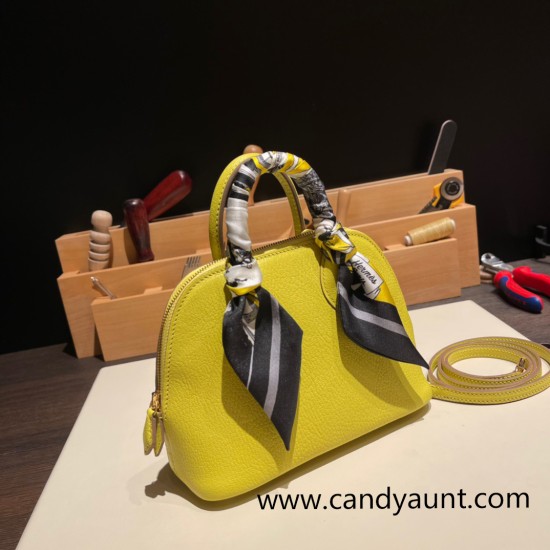 Hermes mini bolide Chevre 9R/Lime Full Handmade 036 Hermes mini bolide Chevre 9R/Lime Full Handmade 036