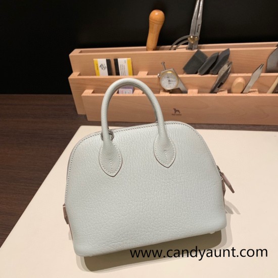 Hermes mini bolide Chevre 80 /Pearl Grey Full Handmade 045 Hermes mini bolide Chevre 80 /Pearl Grey Full Handmade 045