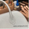 Hermes mini bolide Chevre 80 /Pearl Grey  Full Handmade 045