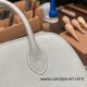 Hermes mini bolide Chevre 80 /Pearl Grey Full Handmade 045 Hermes mini bolide Chevre 80 /Pearl Grey Full Handmade 045