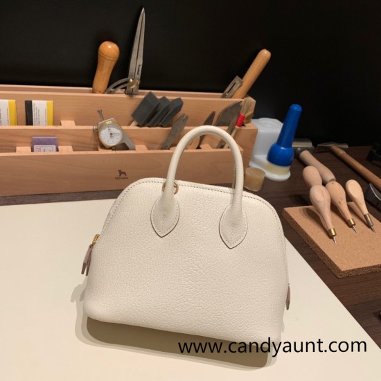 Hermes mini bolide Chevre 10 /Craie Full Handmade 049 Hermes mini bolide Chevre 10 /Craie Full Handmade 049