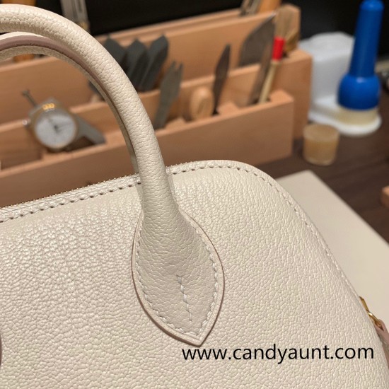 Hermes mini bolide Chevre 10 /Craie Full Handmade 049 Hermes mini bolide Chevre 10 /Craie Full Handmade 049