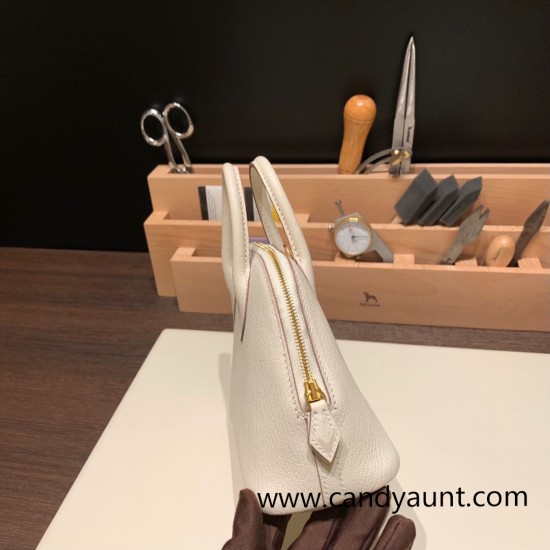 Hermes mini bolide Chevre 10 /Craie Full Handmade 049 Hermes mini bolide Chevre 10 /Craie Full Handmade 049