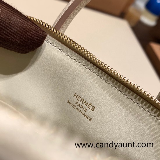 Hermes mini bolide Chevre 10 /Craie Full Handmade 049 Hermes mini bolide Chevre 10 /Craie Full Handmade 049