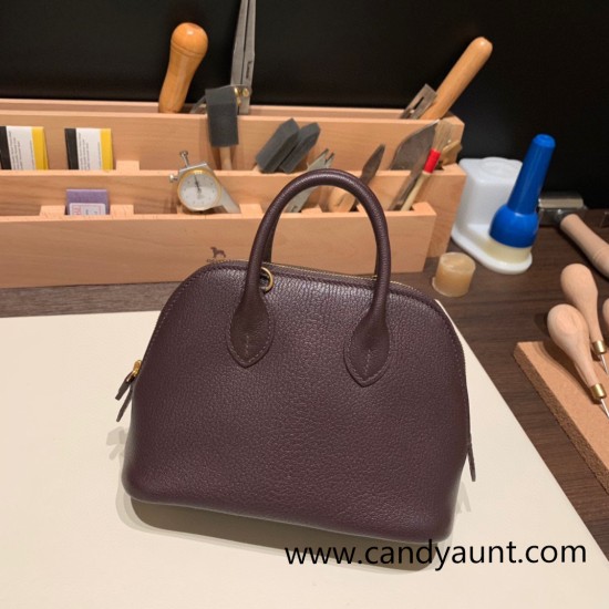 Hermes mini bolide Chevre 0G /Rouge Sellier & Framboise Full Handmade 052 Hermes mini bolide Chevre 0G /Rouge Sellier & Framboise Full Handmade 052