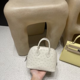 【NEW】Mini Bolide 18cm Ostrich 3C Parchemin  Gold Hardware Full Hand-Stitching