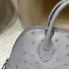 【NEW】Mini Bolide 18cm Ostrich 82 / Gris Agate  Gold Hardware Full Hand-Stitching