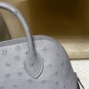 【NEW】Mini Bolide 18cm Ostrich 82 / Gris Agate  Gold Hardware Full Hand-Stitching