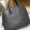 【NEW】Mini Bolide 18cm Ostrich 89 / Black  Gold Hardware Full Hand-Stitching