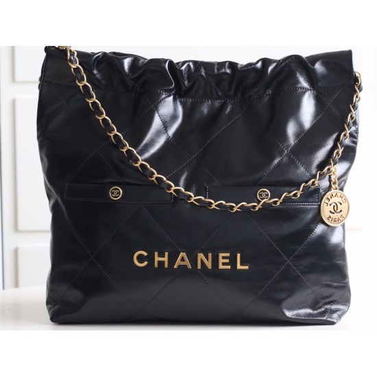 【24B 秋冬新作】Chanel 22 バッグ ダブルポケットモデル ブラックゴールド スモールサイズ | 人気のゴミ袋バッグ新バージョン 35×37×7 cm 【24B 秋冬新作】Chanel 22 バッグ ダブルポケットモデル ブラックゴールド スモールサイズ | 人気のゴミ袋バッグ新バージョン 35×37×7 cm