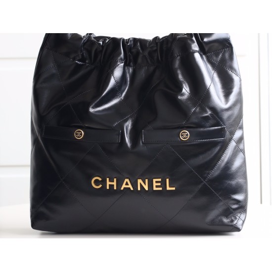 【24B 秋冬新作】Chanel 22 バッグ ダブルポケットモデル ブラックゴールド スモールサイズ | 人気のゴミ袋バッグ新バージョン 35×37×7 cm 【24B 秋冬新作】Chanel 22 バッグ ダブルポケットモデル ブラックゴールド スモールサイズ | 人気のゴミ袋バッグ新バージョン 35×37×7 cm