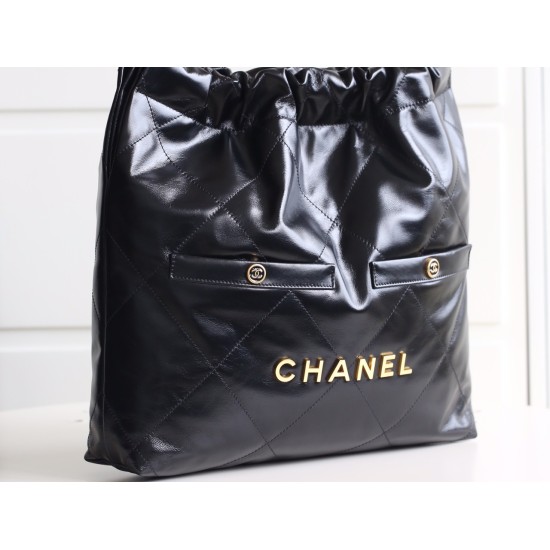 【24B 秋冬新作】Chanel 22 バッグ ダブルポケットモデル ブラックゴールド スモールサイズ | 人気のゴミ袋バッグ新バージョン 35×37×7 cm 【24B 秋冬新作】Chanel 22 バッグ ダブルポケットモデル ブラックゴールド スモールサイズ | 人気のゴミ袋バッグ新バージョン 35×37×7 cm
