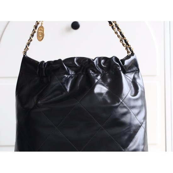【24B 秋冬新作】Chanel 22 バッグ ダブルポケットモデル ブラックゴールド スモールサイズ | 人気のゴミ袋バッグ新バージョン 35×37×7 cm 【24B 秋冬新作】Chanel 22 バッグ ダブルポケットモデル ブラックゴールド スモールサイズ | 人気のゴミ袋バッグ新バージョン 35×37×7 cm