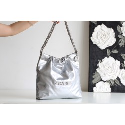 【No°22 香水 100 周年記念】Chanel 22bag ゴミ袋バッグ - モンテベロ油蝋牛革 × モダンデザイン 35×37×7cm