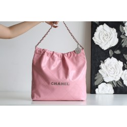 【No.22 香水 100 周年記念】Chanel 22bag ゴミ袋バッグ - モンテベロ油蝋牛革 × 独創的デザイン 39×42×8cm 