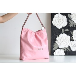 【No.22 香水 100 周年記念】Chanel 22bag ゴミ袋バッグ - モンテベロ油蝋牛革 × 独創的デザイン 39×42×8cm 