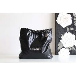 【No°22 香水 100 周年記念】Chanel 22 バッグ ゴミ袋デザイン - モンテベロ油蝋牛革 × 新時代の美貌 39×42×8cm