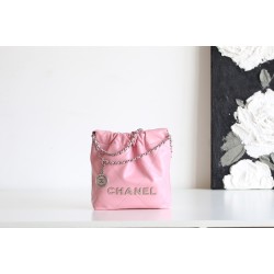 【全新進化】Chanel mini 22bag アップグレード版 - Antiba zp 革 × レトロシルバークランプ ゴミ袋ミニバッグ 19×20×6 cm