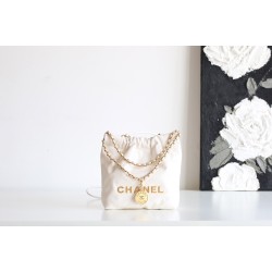 【全新型】Chanel mini 22bag アップグレードバージョン - Antiba zp 革 × レトロシルバークランプ ゴミ袋ミニバッグ 19×20×6 cm