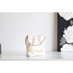 【全新型】Chanel mini 22bag アップグレードバージョン - Antiba zp 革 × レトロシルバークランプ ゴミ袋ミニバッグ 19×20×6 cm
