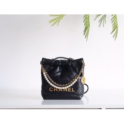 【23SS 人気 No.1】Chanel ミニ 22 パールゴミ袋バッグ - ゴミ袋ミニ × パールアクセント 2023 年必須ファッションアイテム 20×18×6.5cm