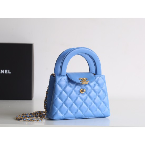 【CHANEL 24P】ケリー トートバッグ 瑠璃藍（ルリブルー） 中国伝統色 × レトロデザイン 話題の夏バッグ15×19×9 cm