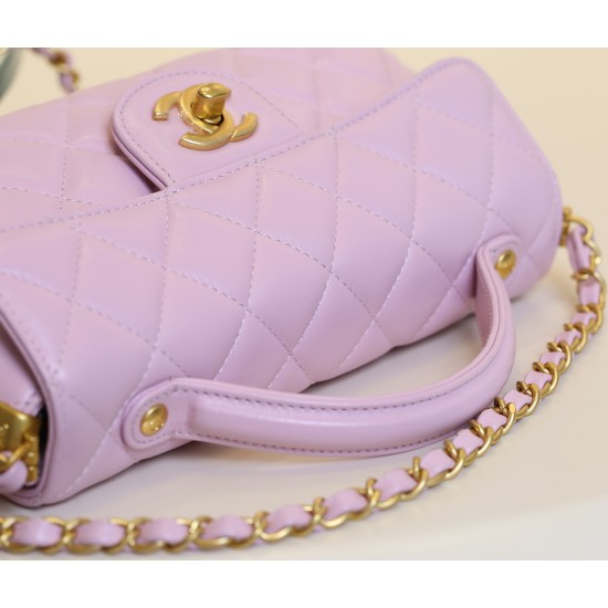 【CHANEL 25P 新作】羊皮ケリー トートバッグ タロイモピンク レトロハンドル × 柔らかな質感 予約受付中11.7×22×8 cm