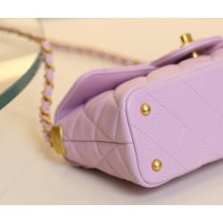 【CHANEL 25P 新作】羊皮ケリー トートバッグ タロイモピンク レトロハンドル × 柔らかな質感 予約受付中11.7×22×8 cm