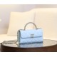 【CHANEL 25S】春夏新作 ケリー ハンドルチェーンバッグ ミルキーブルー 淡い青 × ライトゴールド 清涼感あふれるエレガンス10×18×6.7 cm