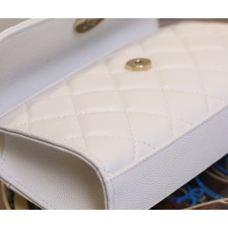 【CHANEL 25S】春夏新作 ケリー ハンドルチェーンバッグ 真っ白なシンデレラ クリーンホワイト × レトロ金 エレガンスの象徴10×18×6.7 cm
