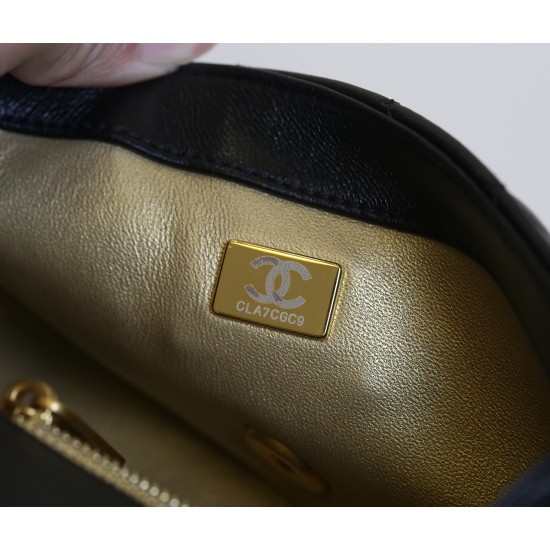 【シャネル 新色】ゴールドボールフラップバッグ ラージミニ クラシックブラック - ハードボトム ×24K ビンテージ金 静かなる贅沢スタイル13×20×7cm