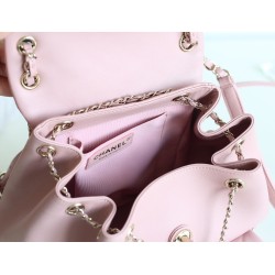【24P 春夏限定】シャネル Duma ダブルショルダーバッグ ホワイト L サイズ スクラッチ加工小牛皮 16K ゴールドクランプ 万能大容量ファッション 18×24×17cm