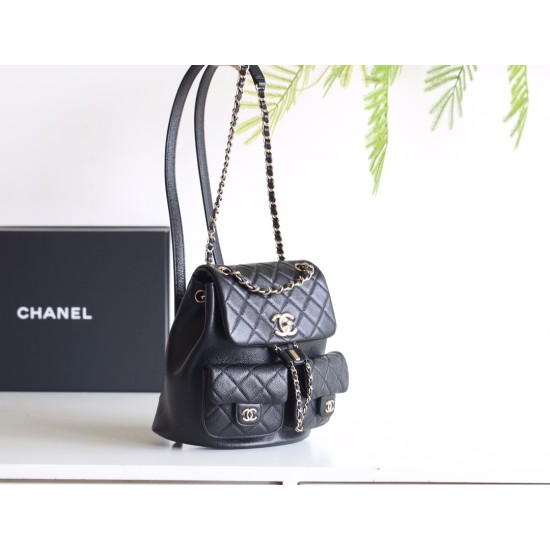 【24P 春夏新登場】Chanel ダブルポケット ヴィンテージ バックパック 「カエルのダブルショルダーバッグ」 ハイブリッド肩紐 20.5×20×11.5cm 【24P 春夏新登場】Chanel ダブルポケット ヴィンテージ バックパック 「カエルのダブルショルダーバッグ」 ハイブリッド肩紐 20.5×20×11.5cm