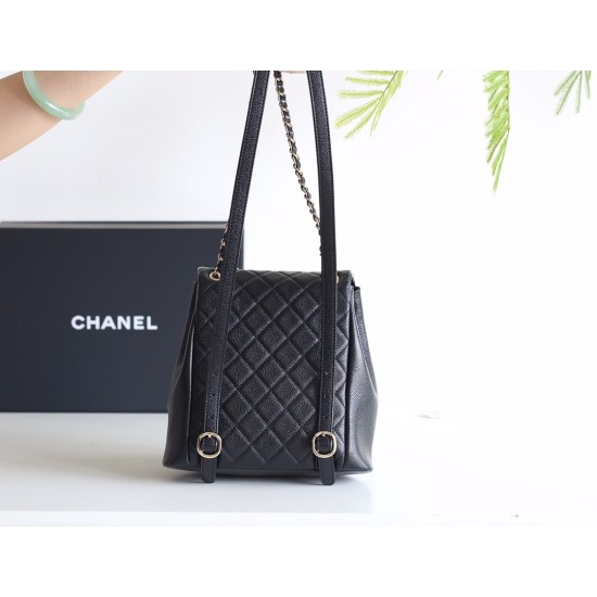 【24P 春夏新登場】Chanel ダブルポケット ヴィンテージ バックパック 「カエルのダブルショルダーバッグ」 ハイブリッド肩紐 20.5×20×11.5cm 【24P 春夏新登場】Chanel ダブルポケット ヴィンテージ バックパック 「カエルのダブルショルダーバッグ」 ハイブリッド肩紐 20.5×20×11.5cm