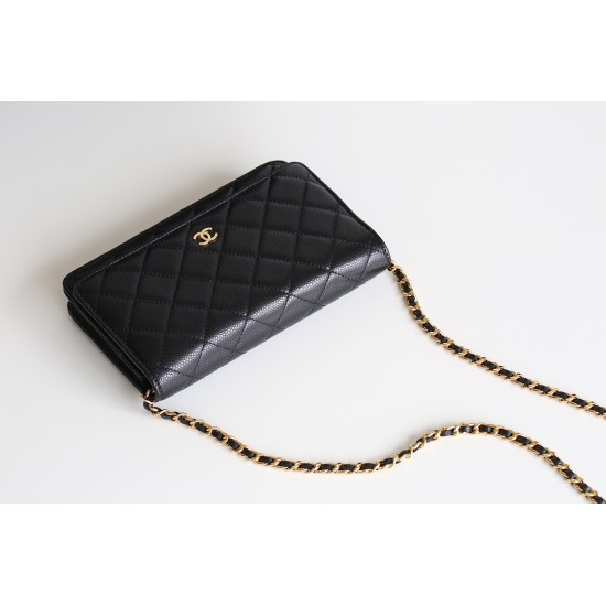 CHANEL WOC 新版磁石クリップ式｜「発財包」と呼ばれる人気バッグ、キャビア胎牛皮と 18K 真金メッキで贅沢な使用感​ 12×19.3×3.5cm 