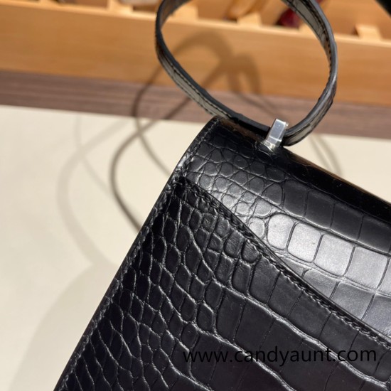 Hermes Constance 19cm Matte Alligator Crocodile 89 /Black (Noir) 18cm Full Handmade Hermes Constance 19cm Matte Alligator Crocodile 89 /Black (Noir) 18cm Full Handmade