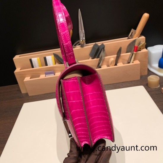 Hermes Constance 19cm Shiny Alligator Crocodile J5 /Rose Scheherazade 18cm Full Handmade Hermes Constance 19cm Shiny Alligator Crocodile J5 /Rose Scheherazade 18cm Full Handmade