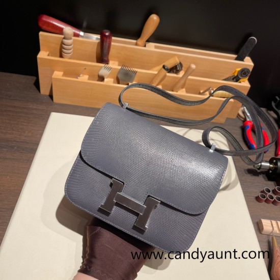 Hermes Constance 19cm lizard 8F /Etain Silver Hardware 18cm Full Handmade Hermes Constance 19cm lizard 8F /Etain Silver Hardware 18cm Full Handmade