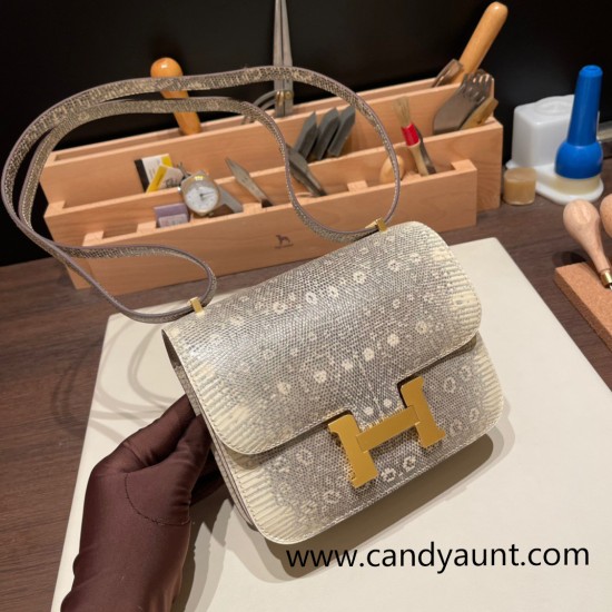 Hermes Constance lizard 19cm 8F /Etain Gold Hardware 18cm Full Handmade Hermes Constance lizard 19cm 8F /Etain Gold Hardware 18cm Full Handmade