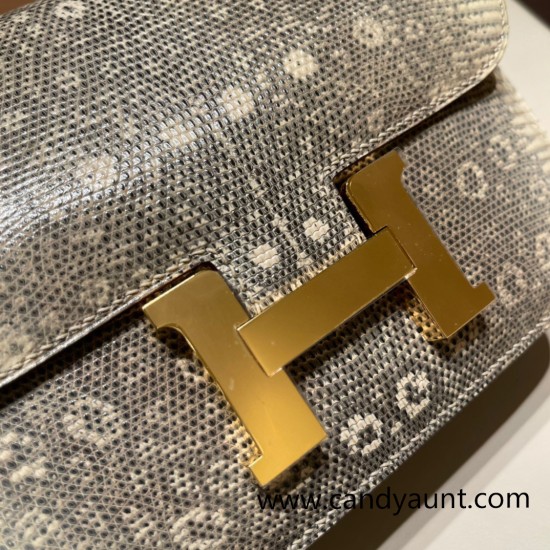 Hermes Constance lizard 19cm 8F /Etain Gold Hardware 18cm Full Handmade Hermes Constance lizard 19cm 8F /Etain Gold Hardware 18cm Full Handmade
