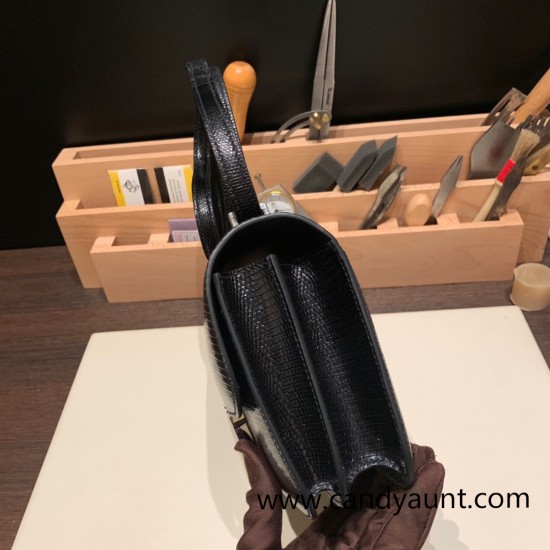Hermes Constance 19cm lizard 89 /Black (Noir) Silver Hardware 18cm Full Handmade Hermes Constance 19cm lizard 89 /Black (Noir) Silver Hardware 18cm Full Handmade