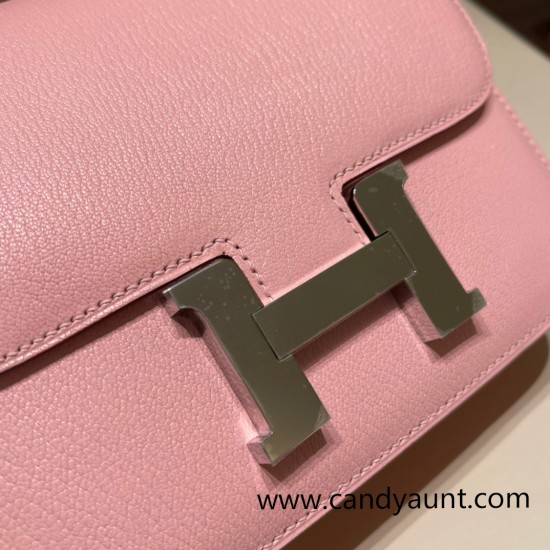 Hermes Constance 19cm Chevre 3Q /Rose Sakura Silver Hardware 18cm Full Handmade Hermes Constance 19cm Chevre 3Q /Rose Sakura Silver Hardware 18cm Full Handmade