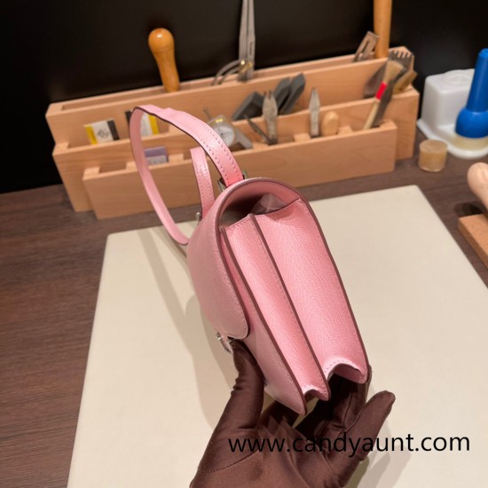 Hermes Constance 19cm Chevre 3Q /Rose Sakura Silver Hardware 18cm Full Handmade Hermes Constance 19cm Chevre 3Q /Rose Sakura Silver Hardware 18cm Full Handmade
