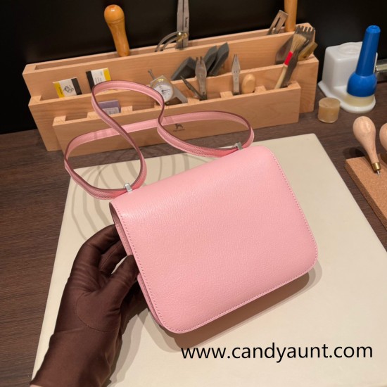 Hermes Constance 19cm Chevre 3Q /Rose Sakura Silver Hardware 18cm Full Handmade Hermes Constance 19cm Chevre 3Q /Rose Sakura Silver Hardware 18cm Full Handmade