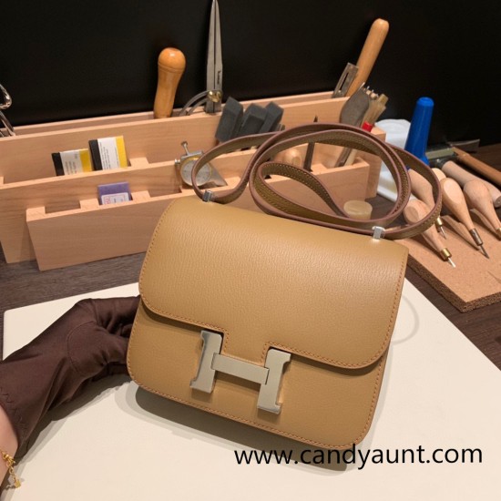 Hermes Constance 19cm Chevre 2J Quebracho Silver Hardware 18cm Full Handmade Hermes Constance 19cm Chevre 2J Quebracho Silver Hardware 18cm Full Handmade