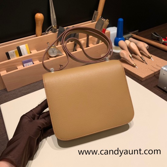 Hermes Constance 19cm Chevre 2J Quebracho Silver Hardware 18cm Full Handmade Hermes Constance 19cm Chevre 2J Quebracho Silver Hardware 18cm Full Handmade