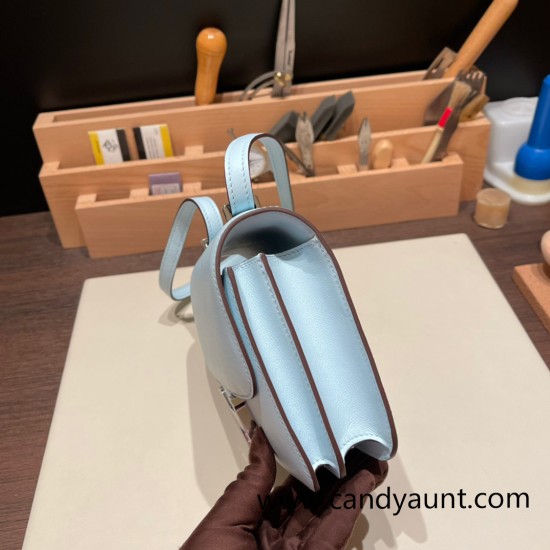 Hermes Constance 19cm swift 7R/ Azur Silver Hardware 18cm Full Handmade Hermes Constance 19cm swift 7R/ Azur Silver Hardware 18cm Full Handmade