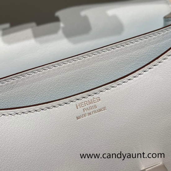 Hermes Constance 19cm swift 7R/ Azur Silver Hardware 18cm Full Handmade Hermes Constance 19cm swift 7R/ Azur Silver Hardware 18cm Full Handmade