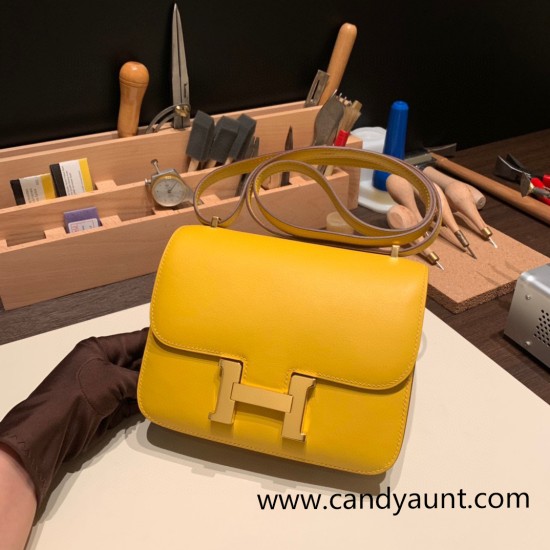 Hermes Constance 19cm swift 9D /Jaune Ambre Gold Hardware 18cm Full Handmade Hermes Constance 19cm swift 9D /Jaune Ambre Gold Hardware 18cm Full Handmade